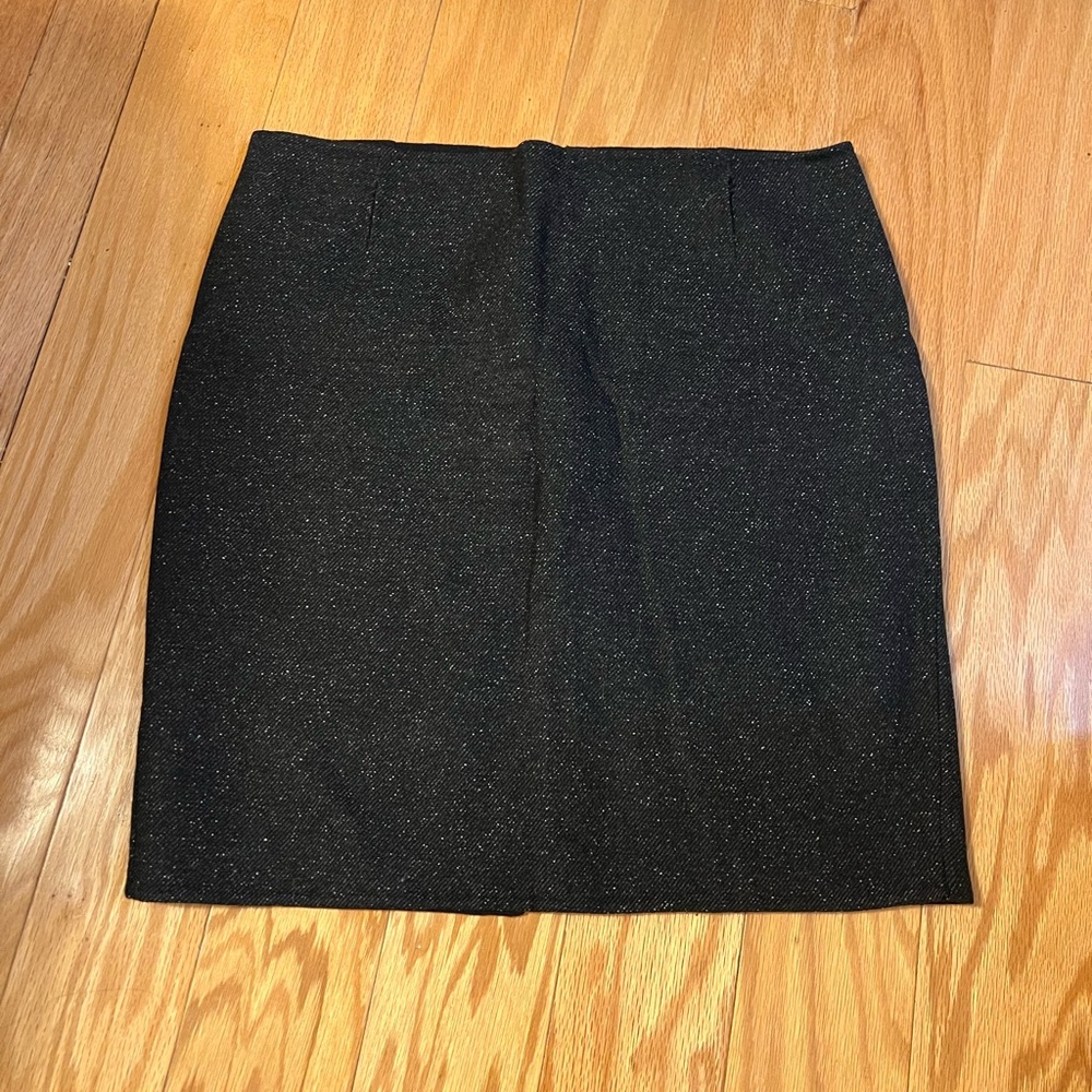 Elie Tahari Wool Skirt Reversible Black/Black Tweed 12